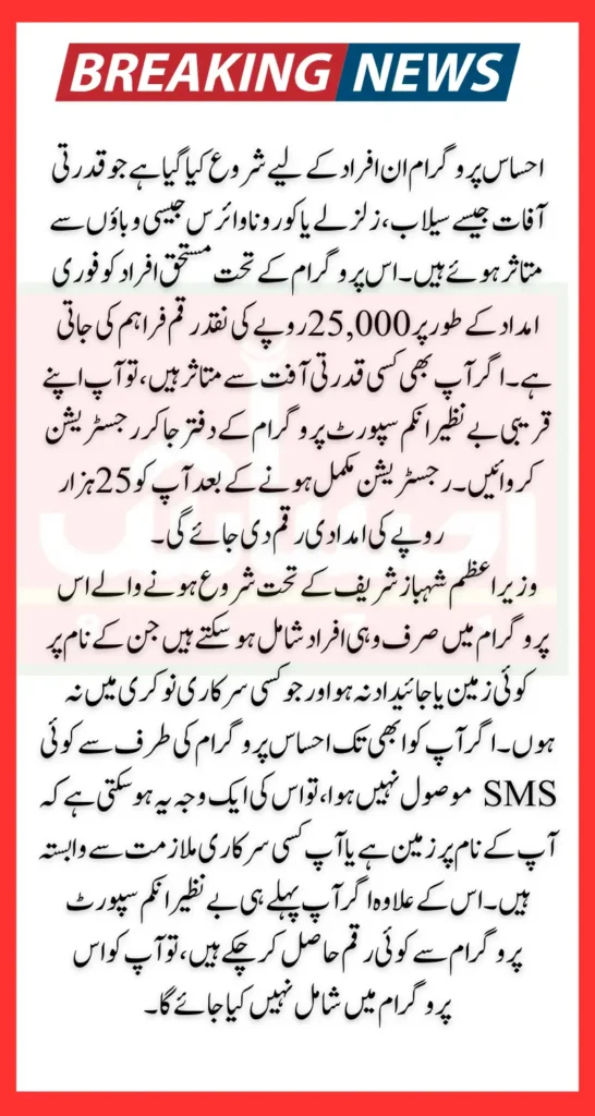 Ehsaas Program 25000 Online Registration New Update