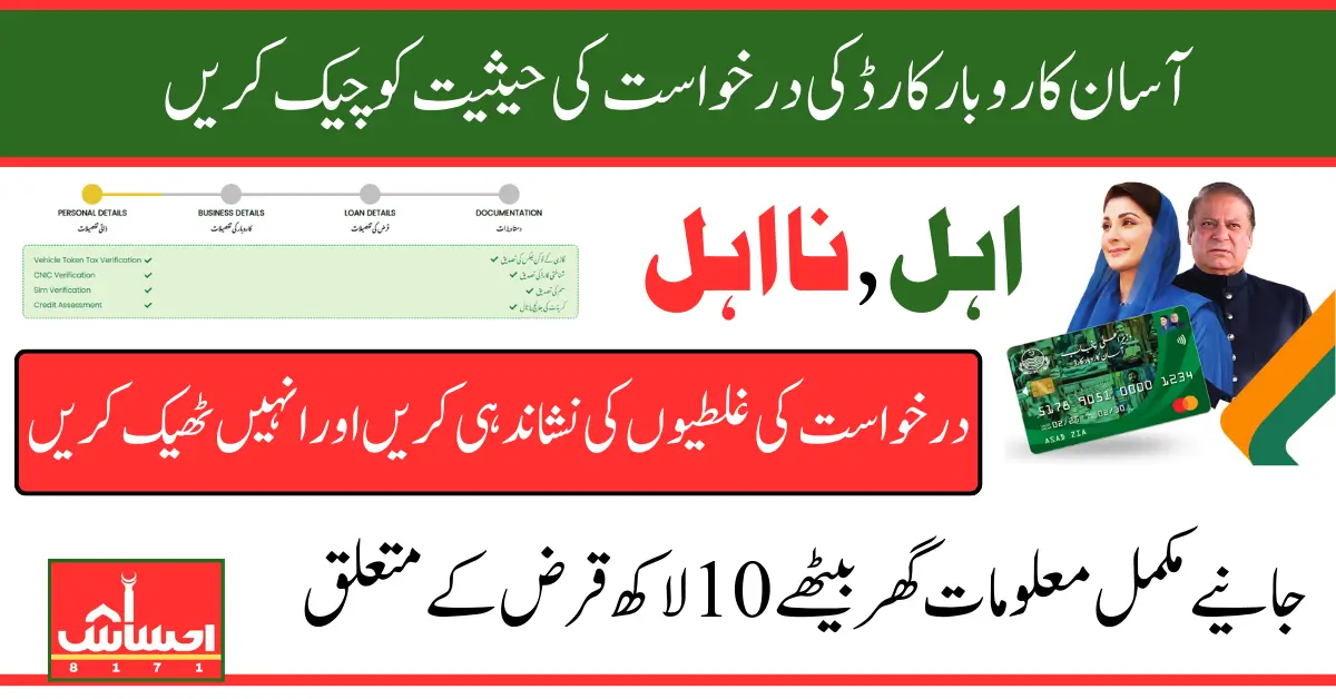 Check Asaan Karobar Card Application Status and Identify Application Errors and Fix Them