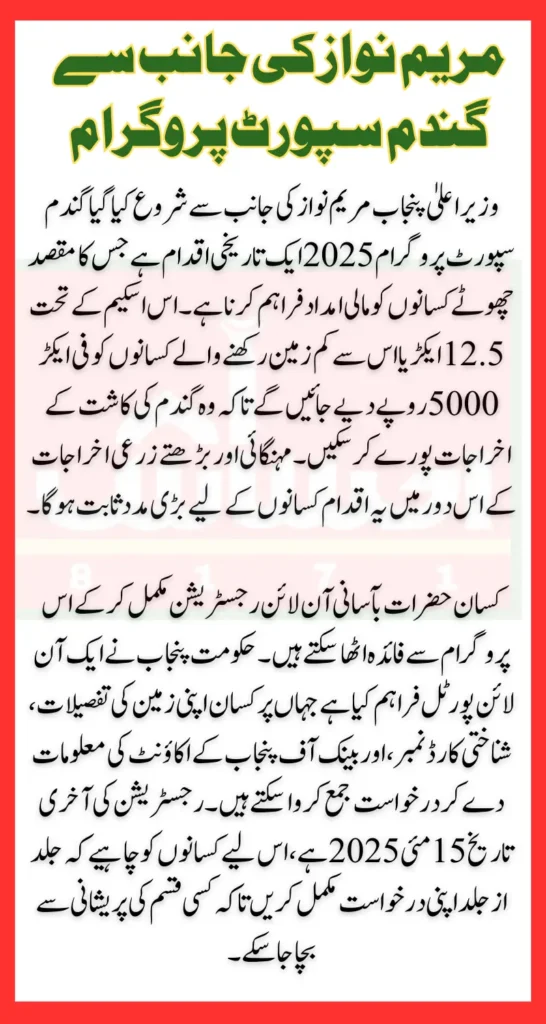 CM Wheat Support Program Apply Online And Get 5000 Per Acer By Maryam Nawaz